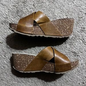 Cristina Francini leather wedge sandals MADE IN ITALY size 6.5 US
